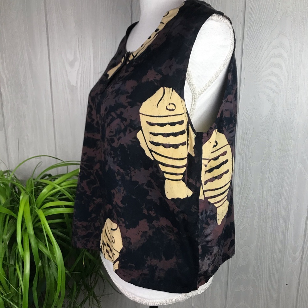 NWOT Vintage Handmade boho one of a kind fish print tank top - Picture 3 of 8